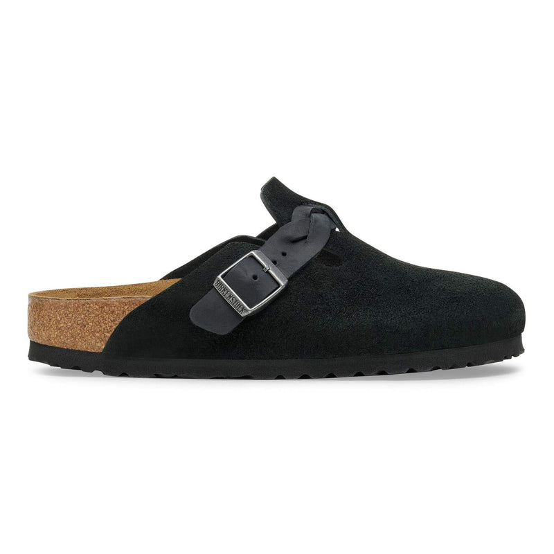 Veloursleder und geflochtenes Detail