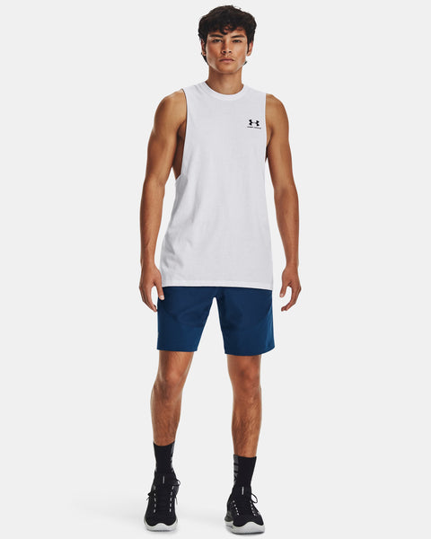 UA Left Chest Cut Off Tank Weiß
