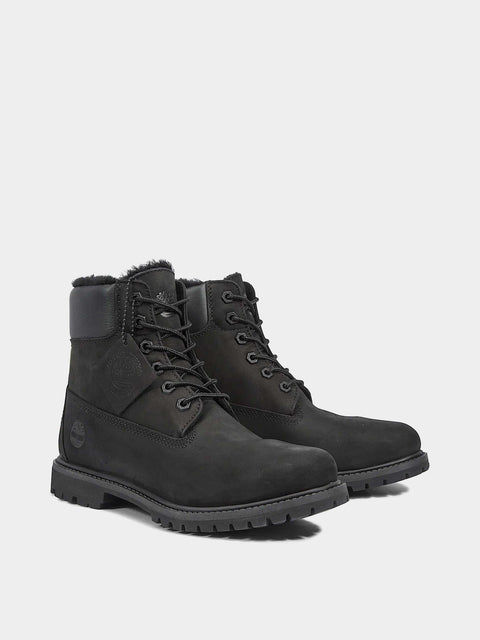 6-Zoll-wasserdichter Stiefel mit warmem Futter, schwarz