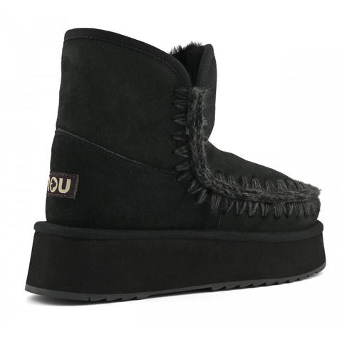 Plateau-Stiefel Wildleder Schwarz