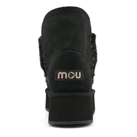 Plateau-Stiefel Wildleder Schwarz