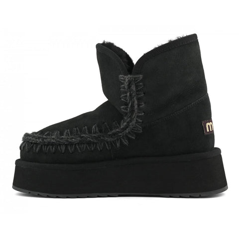 Plateau-Stiefel Wildleder Schwarz
